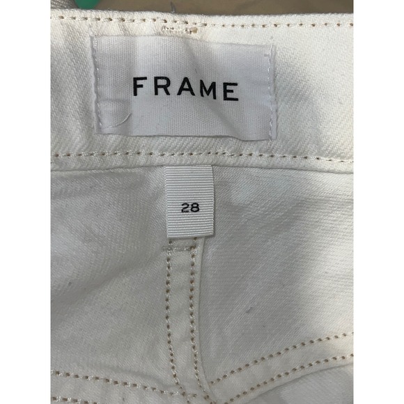FRAME Le Vintage Bermuda Shorts White Denim Raw Hem High Rise Size 28 LVBSHJE171 - Picture 4 of 7